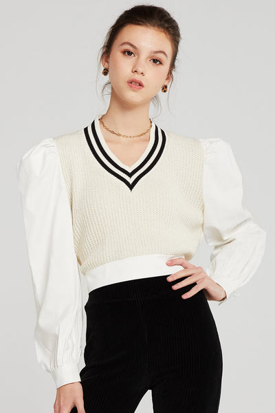 Jessica Sweater Vest Combo Shirt