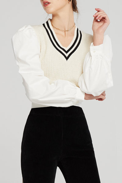 Jessica Sweater Vest Combo Shirt