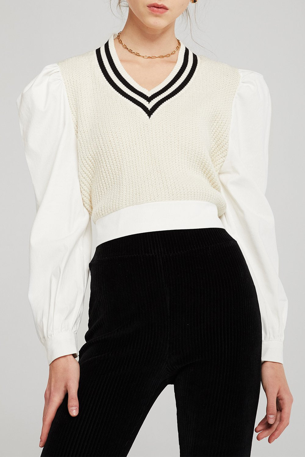 Jessica Sweater Vest Combo Shirt