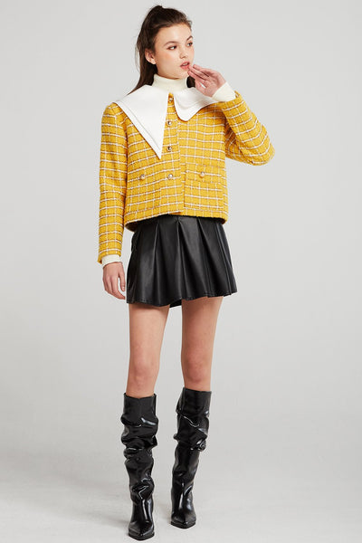 Ann Asymmetric Collar Boucle Jacket