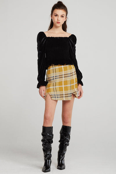 Melody Fuzzy Plaid Skirt