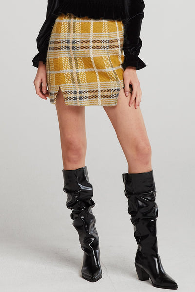 Melody Fuzzy Plaid Skirt