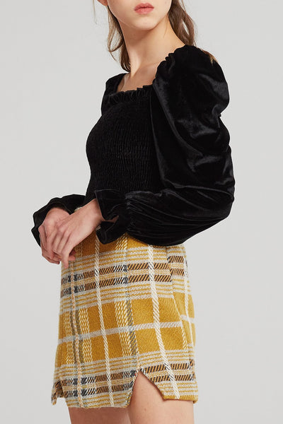 Melody Fuzzy Plaid Skirt