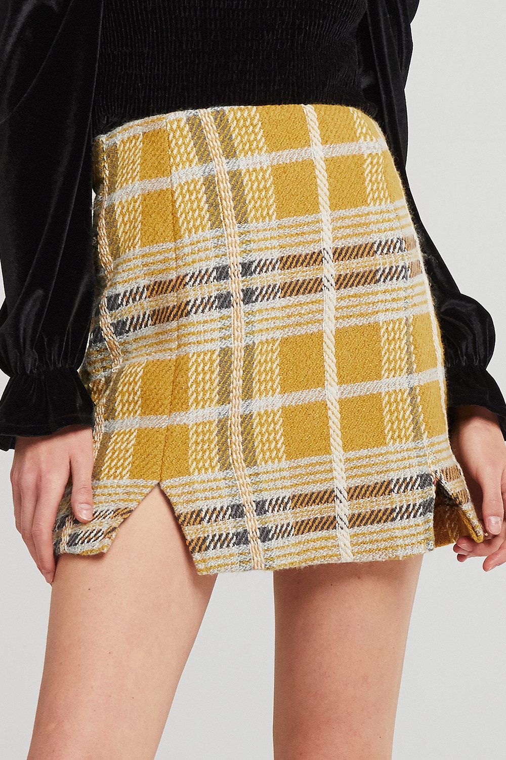 Melody Fuzzy Plaid Skirt