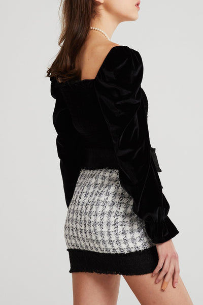 Madison Contrast Trim Tweed Skirt