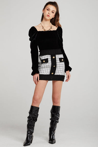 Madison Contrast Trim Tweed Skirt