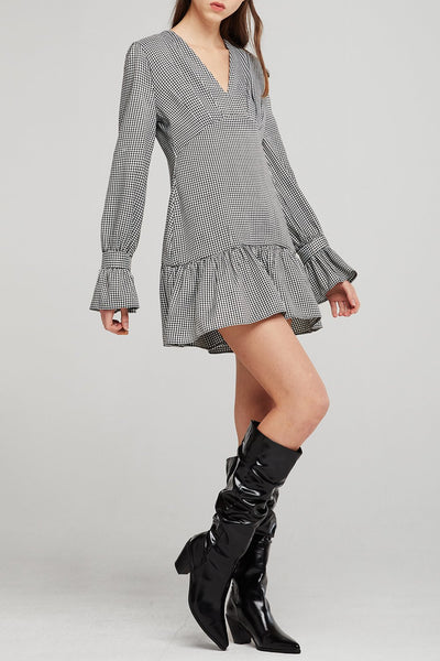 Dani Houndstooth Pintuck Dress