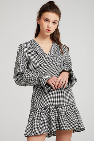 Dani Houndstooth Pintuck Dress