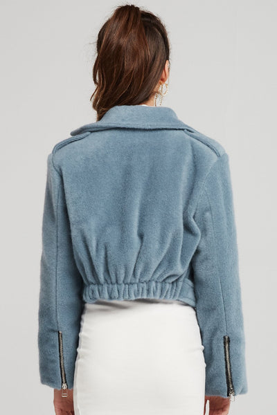 Athena Cropped Fluffy Moto Jacket