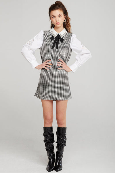 Joyce Jeweled Collar Shirt Dress