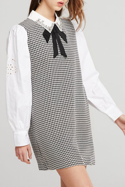 Joyce Jeweled Collar Shirt Dress