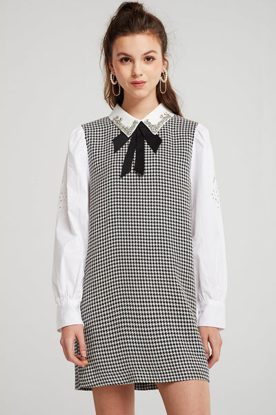 Joyce Jeweled Collar Shirt Dress