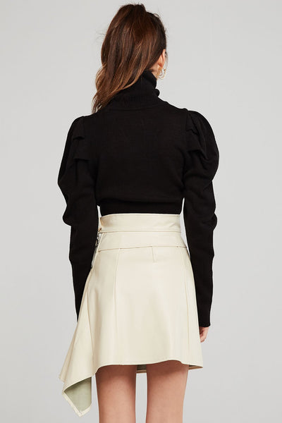 Reese Asymmetric Detail Pleather Skirt