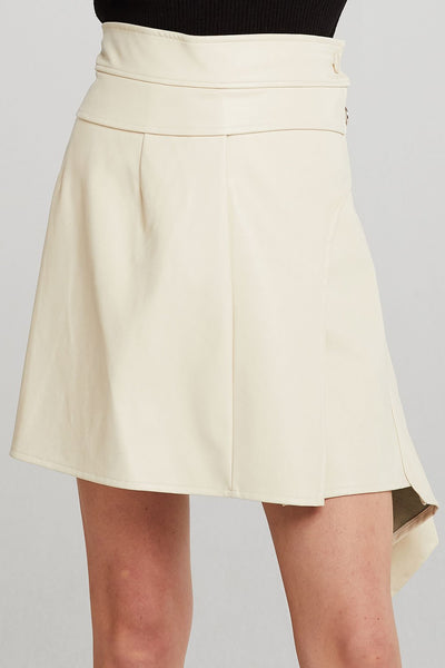 Reese Asymmetric Detail Pleather Skirt