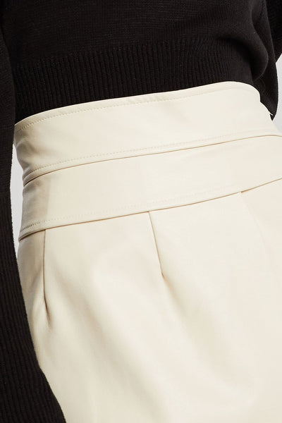 Reese Asymmetric Detail Pleather Skirt