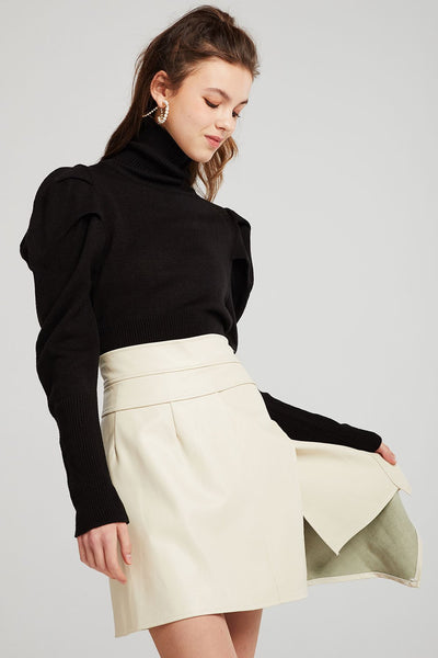 Reese Asymmetric Detail Pleather Skirt