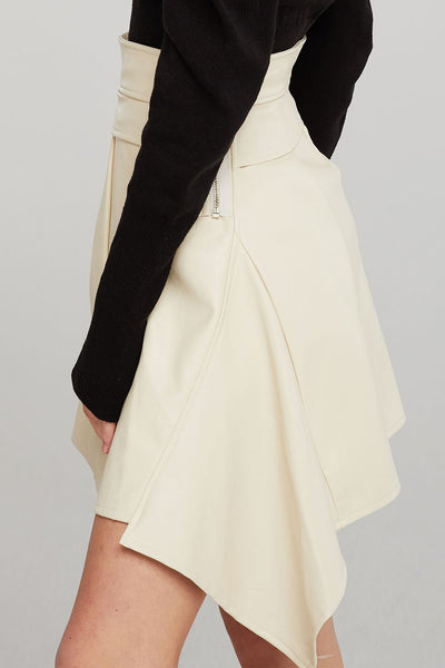 Reese Asymmetric Detail Pleather Skirt