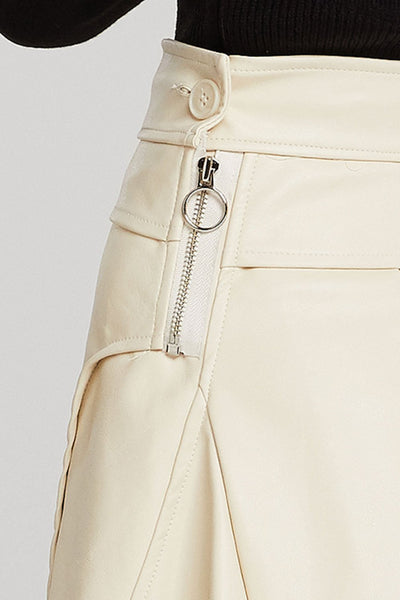 Reese Asymmetric Detail Pleather Skirt