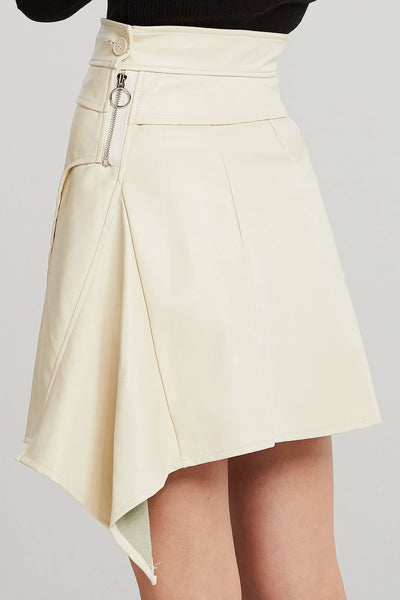 Reese Asymmetric Detail Pleather Skirt