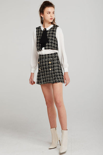 Mercy Tweed Button Skirt