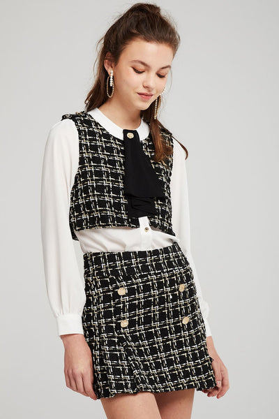 Mercy Tweed Button Skirt