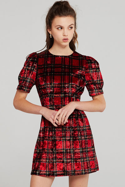 Mia Tartan Velvet Dress