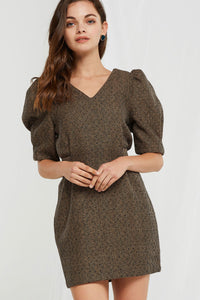 Jenny Tied Herringbone Dress-2 Colors