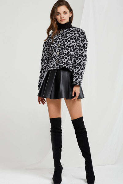 Miri Buttoned Leopard Print Jacket