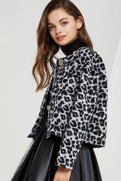 Miri Buttoned Leopard Print Jacket