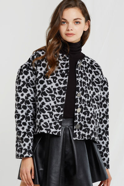 Miri Buttoned Leopard Print Jacket