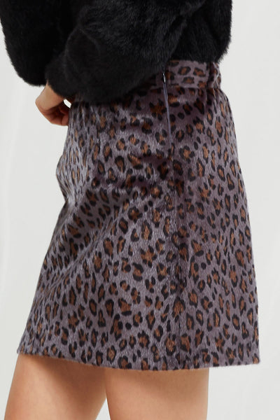 Corinne Leopard Print Skirt