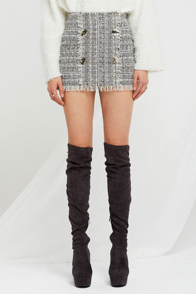 Julia Buttoned Tweed Mini Skirt