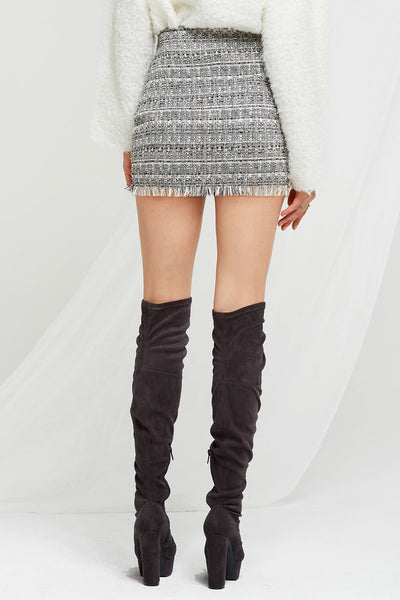 Julia Buttoned Tweed Mini Skirt