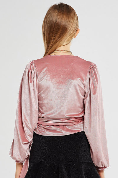 Maya Wrap Velvet Blouse