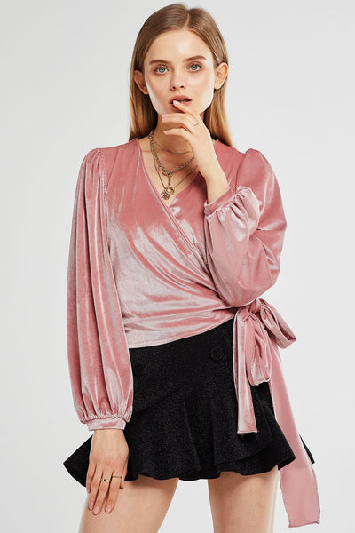 Maya Wrap Velvet Blouse