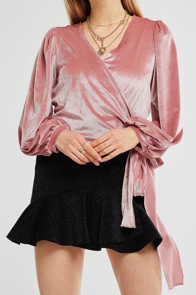 Maya Wrap Velvet Blouse