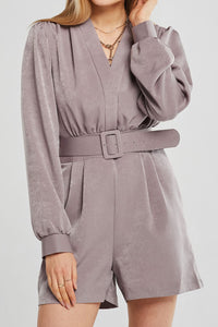 Ella Satin Pintuck Romper w/Belt