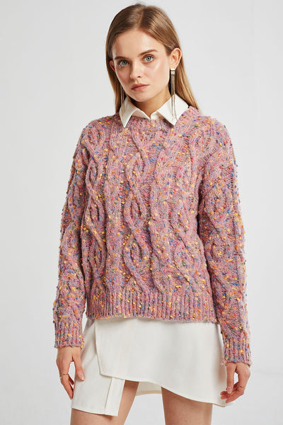 Lucy Mottled Cable Knit Sweater