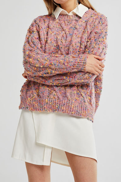 Lucy Mottled Cable Knit Sweater