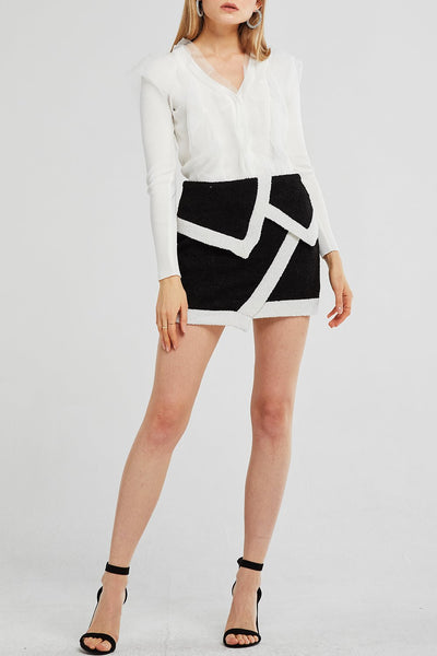 Natalia Contrast Trim Foldover Wrap Skort