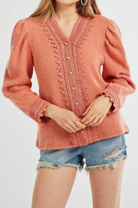 Ariana Lace Trim Fluffy Cardigan