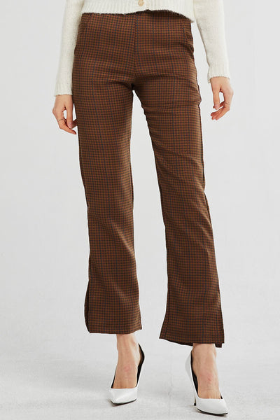 Peyton Checkered Bootcut Pants w/Slit