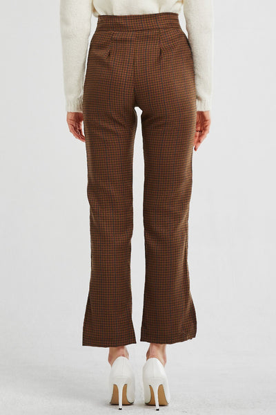 Peyton Checkered Bootcut Pants w/Slit