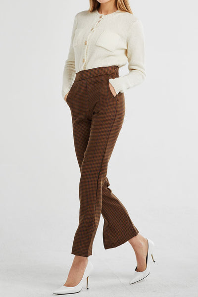 Peyton Checkered Bootcut Pants w/Slit