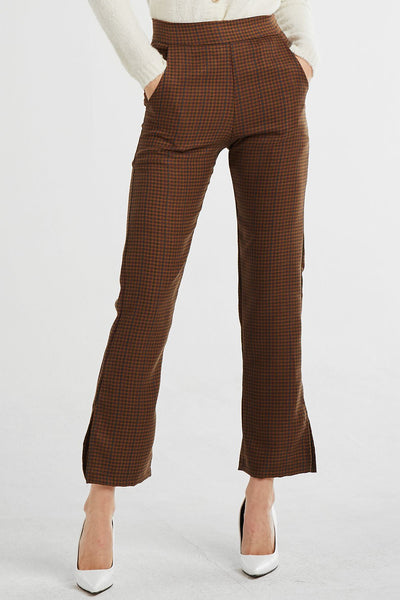 Peyton Checkered Bootcut Pants w/Slit