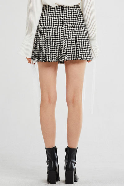 Ivy Pleated Hem Houndstooth Skirt