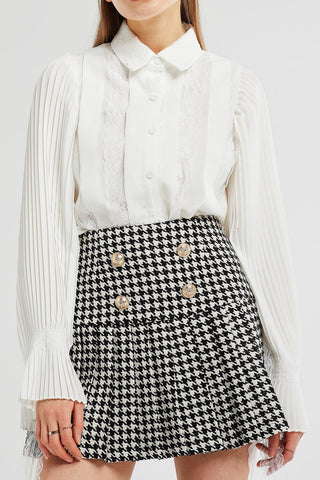 Ivy Pleated Hem Houndstooth Skirt