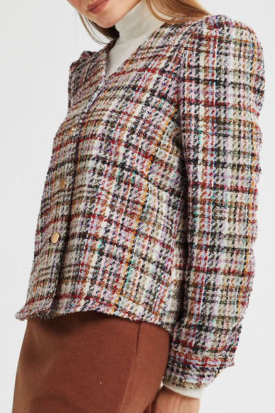 Scarlett Multi Tweed Puff Sleeve Jacket