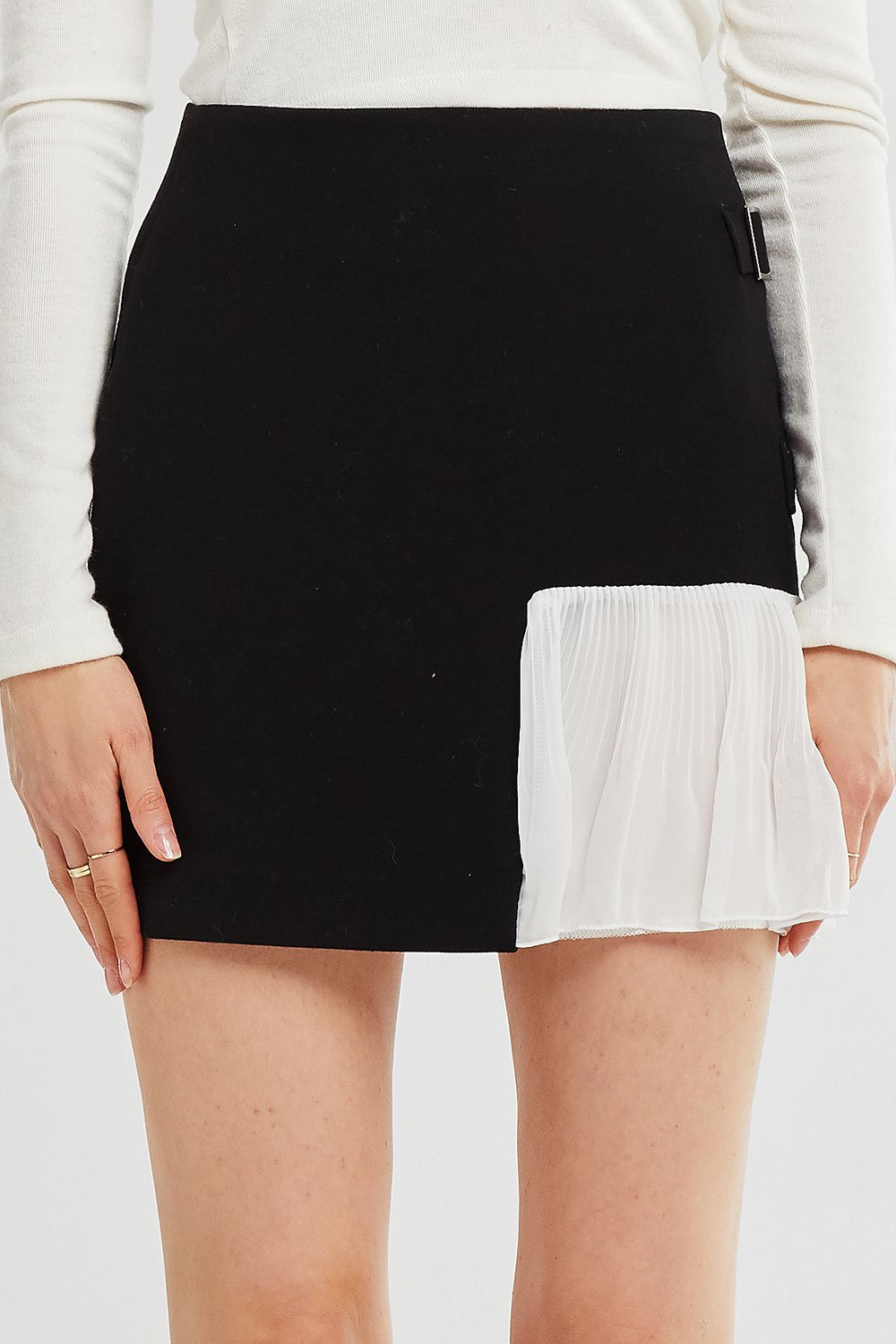 Athena Asymmetric Spliced Pleated Skirt