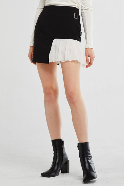 Athena Asymmetric Spliced Pleated Skirt